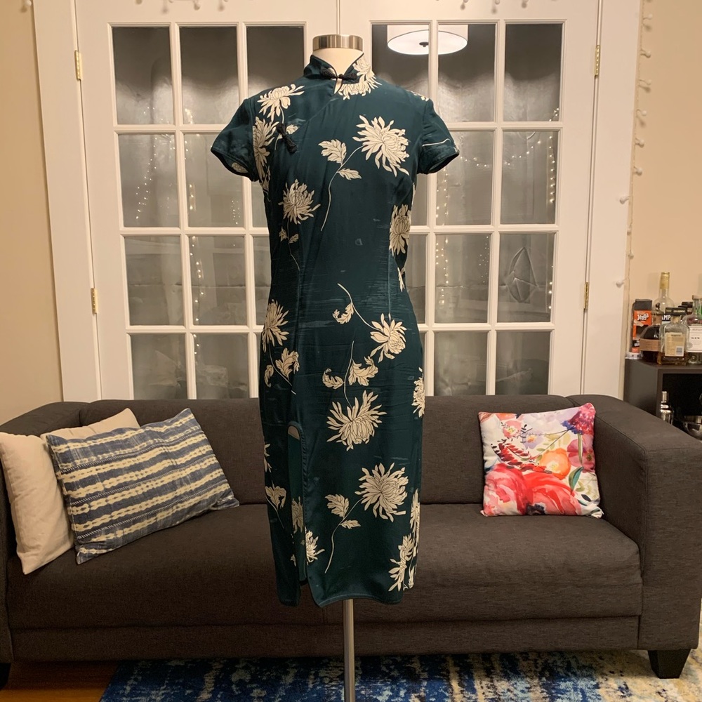 Floral Silk Chinese Dress